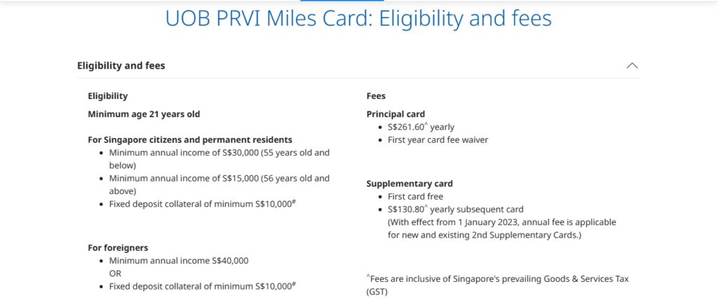 UOB PRVI Miles Credit Card Eligibility