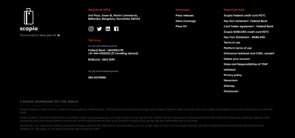 scapia credit card customer care