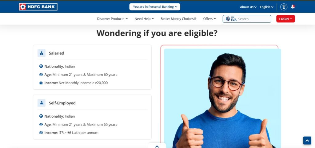 HDFC MoneyBank Credit Card Eligibility