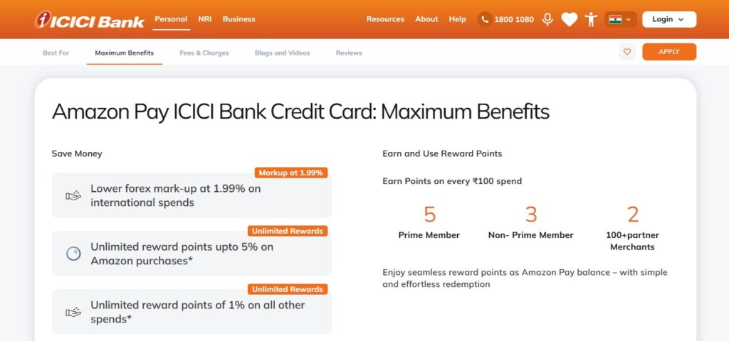 Amazon Pay ICICI Credit Card Benefits